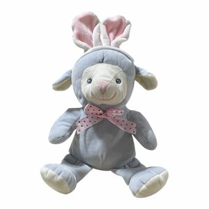 Dan Dee Talking Lamb Squeeze Plush Easter Bunny Rabbit Soft Stuffed Animal Gray